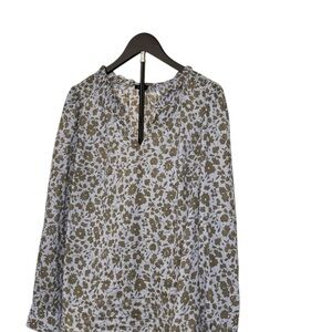 Talbots Floral Blouse Women’s Size L Long Sleeve Lightweight V-Neck Top